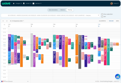 Aperçu du planning de réservation de salle dans Wave platform